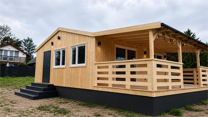 Gotowy domek z podestem wejściowym - realizacja Pan Domek
